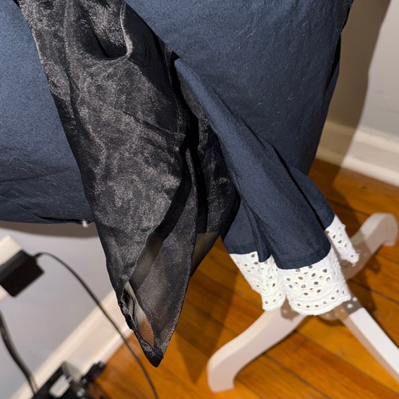 Anthropologie 100% Cotton Navy High-Low Dress with White Eyelet Trim - Picture 10 of 12